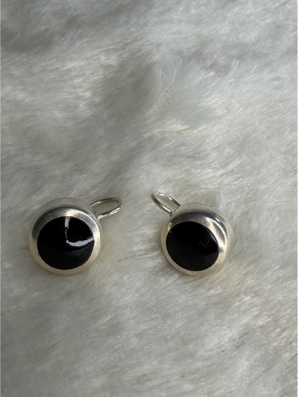 HTF Vintage Silpada Sterling Silver Black Onyx Chunky Round Earrings W0303